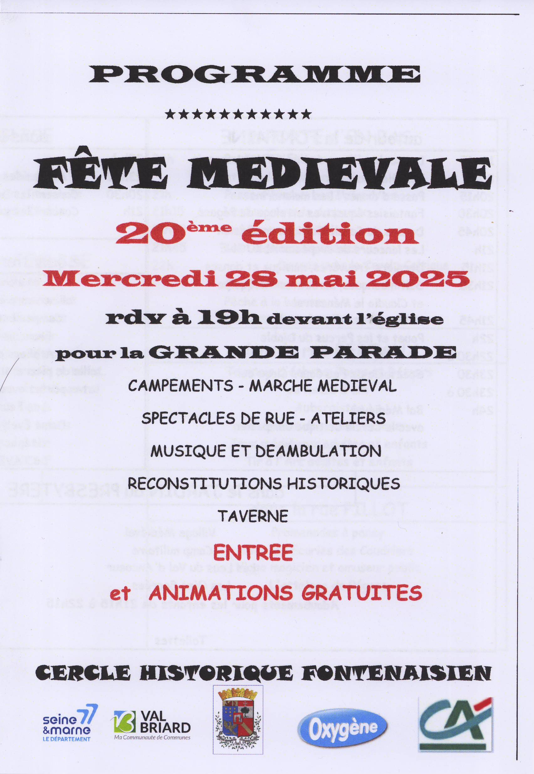 Affiche Programme Fête Médiévale 2025